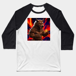 Werewolf Holding the Blood Moon Baseball T-Shirt